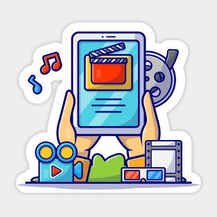 Online Movie Cartoon Vector Icon Illustration Sticker